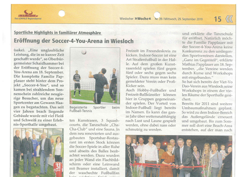 Eröffnung der Soccer-4-You-Arena in Wiesloch